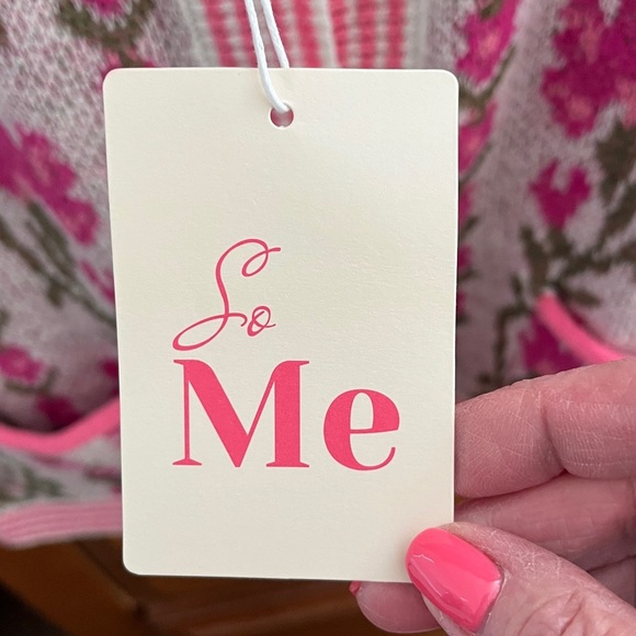 So Me Pink and White Patterned Sweater Size XL NWT - Picture 3 of 11